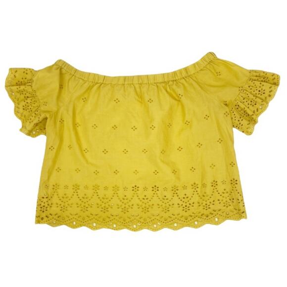Madewell Yellow Eyelet Off The Shoulder Blouse Sz S - Picture 4 of 7